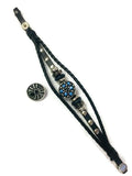 Black Widow Spider Fashion Snap Jewelry Leather Bracelet Set With 2 Charms Modern And Classy