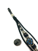 Black Widow Spider Fashion Snap Jewelry Leather Bracelet Set With 2 Charms Modern And Classy