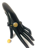 Golden Hue Fashion Snap Jewelry Leather Bracelet Set With 2 Charms Modern And Classy