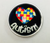 Autism Awareness Heart 18MM - 20MM Fashion Snap Jewelry Snap Charm