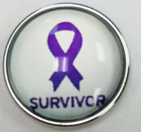 Cancer Purple Survivor Ribbon for All Cancer Types Fashion Snap Jewelry  Snap Charm