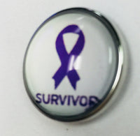 Cancer Purple Survivor Ribbon for All Cancer Types Fashion Snap Jewelry  Snap Charm