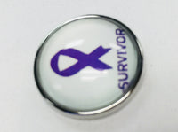 Cancer Purple Survivor Ribbon for All Cancer Types Fashion Snap Jewelry  Snap Charm