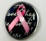 Cancer Pink Love & Hope Ribbon Breast Cancer Fashion Snap Jewelry Snap Charm