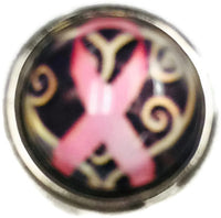 Breast Cancer Pink Ribbon And Heart Mini Snap Jewelry 12MM Snap Charm