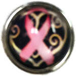 Breast Cancer Pink Ribbon And Heart Mini Snap Jewelry 12MM Snap Charm