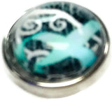 Ovarian Cancer Teal Ribbon And Heart Mini Snap Jewelry 12MM Snap Charm