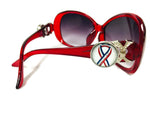 Red Sunglasses With 2 Red White & Blue Support Our Troops Interchangeable Snap Jewelry