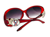 Red Sunglasses With 2 Red White & Blue Support Our Troops Interchangeable Snap Jewelry