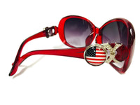 Red Sunglasses With 2 USA Patriotic American Flag Interchangeable Snap Jewelry