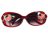 Red Sunglasses With 2 USA Patriotic American Flag Interchangeable Snap Jewelry