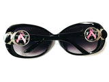 Black Sunglasses With 2 Pink Breast Cancer Ribbon Love & Hope Interchangeable Snap Jewelry