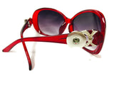 Red Sunglasses With 2 Biker Babe Motorcycle Interchangeable Snap Jewelry