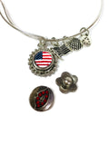 Patriotic USA American Flag/Heart Bangle Bracelet Set Plus 3 Mini Charms