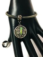 Motorcycle Mama Black Chrome Bangle Bracelet Set Plus 2 Snap Jewelry Charms