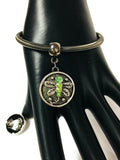 Motorcycle Mama Black Chrome Bangle Bracelet Set Plus 2 Snap Jewelry Charms