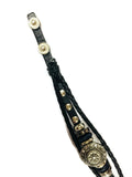 Nothing But Time Leather Bracelet With 2 Charms Working Watch Snap Charm
