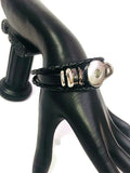 DIY Black Chrome Leather Bracelet  for 18MM - 20MM Snap Jewelry Build Your Own Unique Jewelry