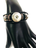 DIY Black Chrome Leather Bracelet  for 18MM - 20MM Snap Jewelry Build Your Own Unique Jewelry