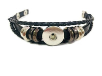 DIY Black Chrome Leather Bracelet  for 18MM - 20MM Snap Jewelry Build Your Own Unique Jewelry