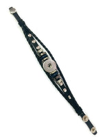 Black with Blue Beads DIY Leather Bracelet Multiple Colors Available for 18MM - 20MM Snap Jewelry Build Your Own Unique