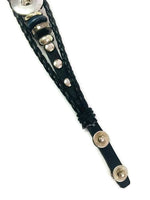 Black with Blue Beads DIY Leather Bracelet Multiple Colors Available for 18MM - 20MM Snap Jewelry Build Your Own Unique