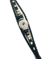 Black with Blue Beads DIY Leather Bracelet Multiple Colors Available for 18MM - 20MM Snap Jewelry Build Your Own Unique