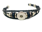 Black with Blue Beads DIY Leather Bracelet Multiple Colors Available for 18MM - 20MM Snap Jewelry Build Your Own Unique