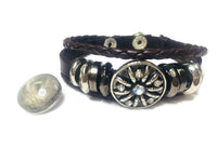 Mystic Fashion Snap Jewelry Brown Leather Bracelet Set With 2 Charms Modern And Classy