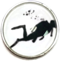 Scuba Diver Down 18MM - 20MM Fashion Snap Jewelry Snap Charm