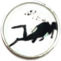 Scuba Diver Down 18MM - 20MM Fashion Snap Jewelry Snap Charm