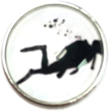 Scuba Diver Down 18MM - 20MM Fashion Snap Jewelry Snap Charm