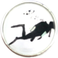 Scuba Diver Down 18MM - 20MM Fashion Snap Jewelry Snap Charm