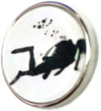 Scuba Diver Down 18MM - 20MM Fashion Snap Jewelry Snap Charm