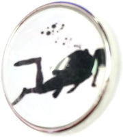 Scuba Diver Down 18MM - 20MM Fashion Snap Jewelry Snap Charm