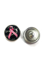 Hope for Cancer Pink Ribbon and Purple Ribbon Charms on a Metal Bracelet Set With 2 Charms