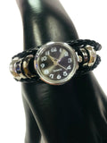 Watch This Leather Bracelet With 2 Charms Working Watch Snap Charm