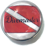 Divermaster Scuba Diver Down Flag 18MM - 20MM Fashion Snap Jewelry Snap Charm