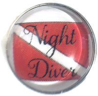 Night Diver Scuba Diver Down Flag 18MM - 20MM Fashion Snap Jewelry Snap Charm