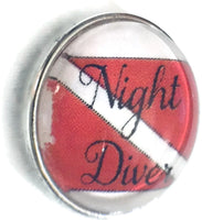 Night Diver Scuba Diver Down Flag 18MM - 20MM Fashion Snap Jewelry Snap Charm