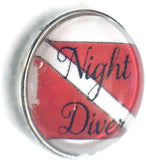 Night Diver Scuba Diver Down Flag 18MM - 20MM Fashion Snap Jewelry Snap Charm