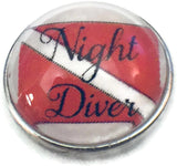 Night Diver Scuba Diver Down Flag 18MM - 20MM Fashion Snap Jewelry Snap Charm