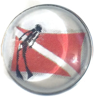 Scuba Diver on Diver Down Flag 18MM - 20MM Fashion Snap Jewelry Snap Charm