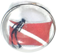Scuba Diver on Diver Down Flag 18MM - 20MM Fashion Snap Jewelry Snap Charm