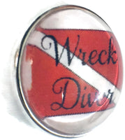 Wreck Diver Scuba Diver Down Flag 18MM - 20MM Fashion Snap Jewelry Snap Charm