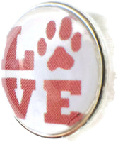 LOVE with Pet Rescue Paw in Red 18MM - 20MM Fashion Snap Jewelry Snap Charm