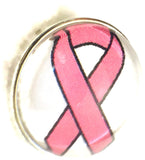 Cancer Pink Ribbon Breast Cancer Fashion Snap Jewelry Charm