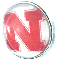 Nebraska Cornhuskers Huskers 2 College Logo Fashion Snap Jewelry University Snap Charm