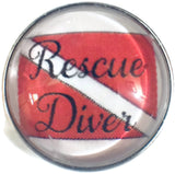Rescue Diver Scuba Diver Down Flag 18MM - 20MM Fashion Snap Jewelry Snap Charm