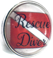 Rescue Diver Scuba Diver Down Flag 18MM - 20MM Fashion Snap Jewelry Snap Charm